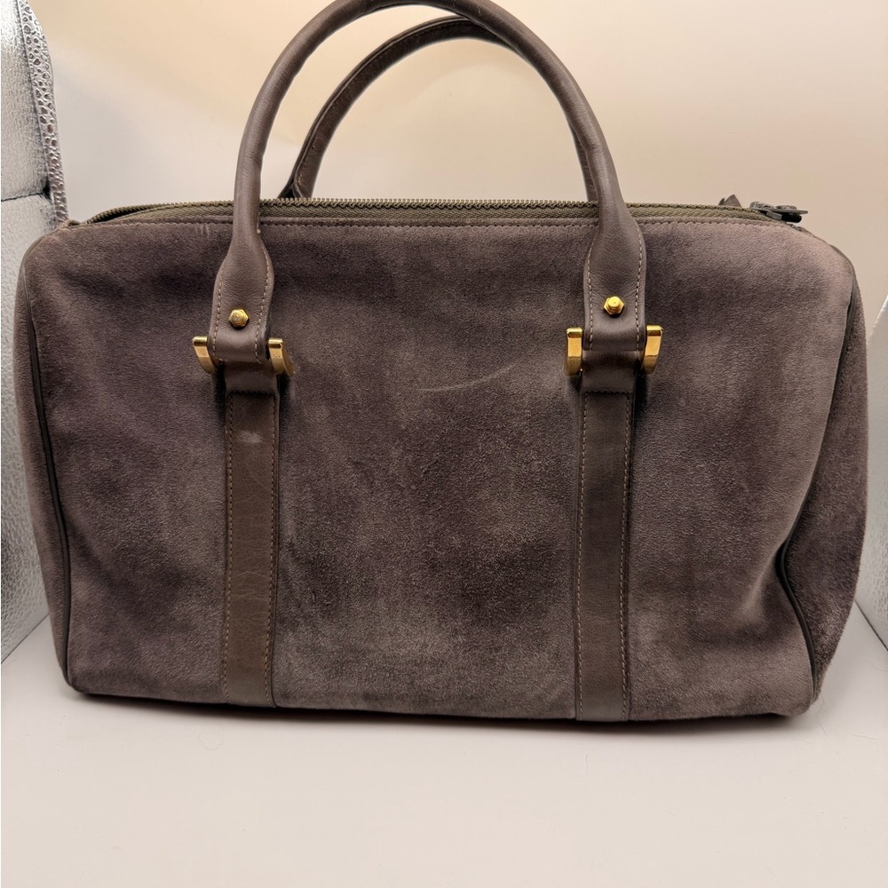 Susan Gail Elegant gray Suede leather speedy handbag